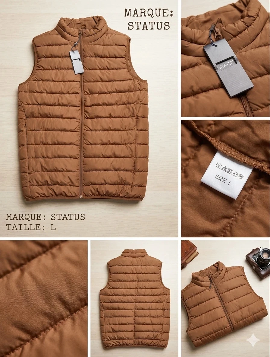 Doudoune sans manche Status Camel Taille L NEUVE